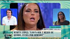 Marta López revela la última hora del estado de salud de Marta Peñate: "Van a ser dos meses de quimio, un día por semana"