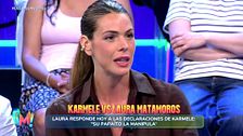 Laura Matamoros reacciona a las palabras de Karmele sobre su padre: "Me pareció una sinvergonzonería lo que hizo"