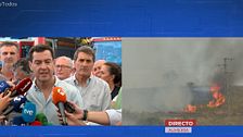 Juanma Moreno, presidente de la Junta de Andalucía, da la última hora del incendio de Los Gallardos