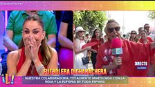 Lydia Lozano, eufórica en la celebración de la victoria de España en el Mundial en las calles de Madrid