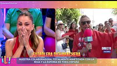 Lydia Lozano, eufórica en la celebración de la victoria de España en el Mundial en las calles de Madrid