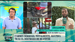 Las imágenes del coche de Carmen Borrego completamente destrozado: "El autor se los hechos se ha dado a la fuga"