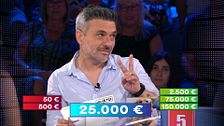 La difícil decisión de David: plantarse con 25.000 euros ante un panel en el que quedan los 75.000 y los 150.000
