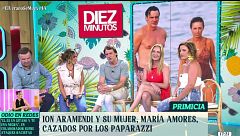 Ion Aramendi reacciona a la pillada en bañador junto a su mujer, María Amores, en la playa