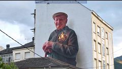 El mural de Quiroga: el corazón ardiendo de Enrique, de 91 años, que lo perdió todo, símbolo de las víctimas