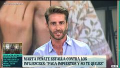Marta Peñate estalla contra los influencers y Pelayo Díaz reacciona a sus palabras: "Me parece un poco feo... todo por un 'like' no"