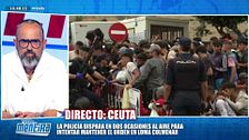 ‘TEM’ muestra en directo las imágenes de un tensísimo momento en Loma Colmenar, en Ceuta: “La policía ha tenido que disparar dos veces al aire para intentar contener la situación”