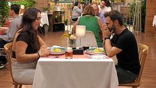 Andrés le cuenta a Aitana el motivo por el que "por poco" le deja plantada en su cita en 'First Dates'