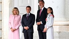 Felipe VI y Letizia reciben a los Macron en el Palacio Real: una bienvenida marcada por el protocolo