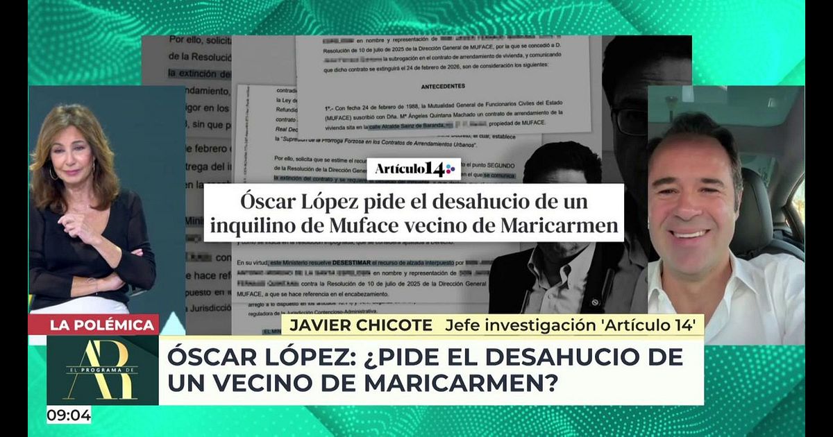 El programa de Ana Rosa: El ministro Óscar López pide el desahucio de ...
