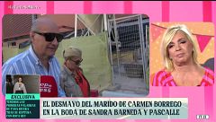 Carmen Borrego habla del desmayo de su marido en la boda de Sandra Barneda: "El susto fue muy gordo"