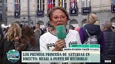 María Eugenia Yagüe conecta en directo desde los premios 'Princesa de Asturias': "Me cuentan que Messi está siendo simpático"