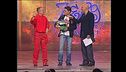 Giancarlo Fisichella fa una sorpresa a Oriano Ferrari a Zelig Circus 2005