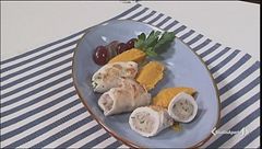 Rollè di pollo all'uva e purè di zucca