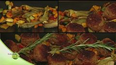 Polpette con caponata di verdure
