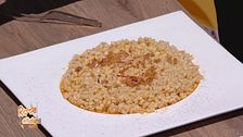 Orzotto allo zafferano e lardo croccante
