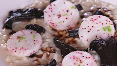 Risotto con trombette nere e morlacco