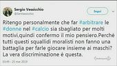 "Arbitro donna. Uno schifo"