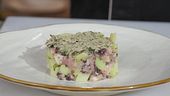 Tortino di polpo e patate con salsa tapenade