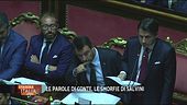 Le parole di Conte, le smorfie di Salvini