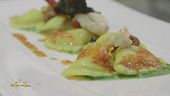Ravioli ripieni con crema di crostacei