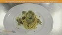 Fettuccine con porcini su cremoso di formaggio asin e noci