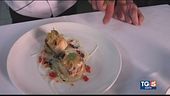 Pesce spada scottato su crema di melanzane