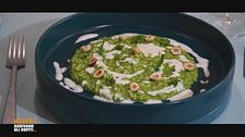 Risotto alle cime di rapa, salsa di burrata e nocciole croccanti