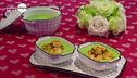 Crema di piselli con mazzancolle al curry