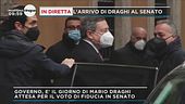 L'arrivo di Mario Draghi al Senato