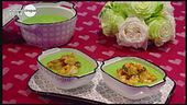 Crema di piselli con mazzancolle al curry