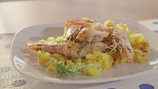 Gamberoni con lardo di colonnata Igp e patate