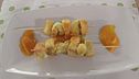 Spiedini di pesce su crema di zucca