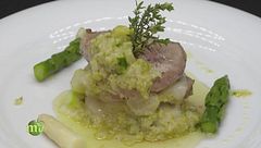 Millefoglie di filetto di maialino e asparagi