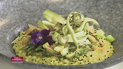 Risotto agli asparagi e Cannoli di polenta ripieni di melanzane