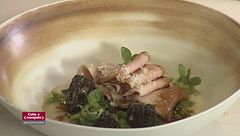 Carpaccio di vitello con primizie e crostata di cioccolato e arance