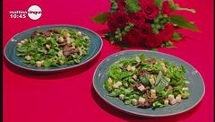 Insalata tiepida con carpaccio di manzo