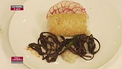 Tronchetto di salmerino, rapanelli e purè di topinambur