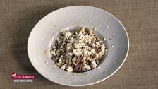 Lorighittas con salsiccia e risotto con zucca e cozze