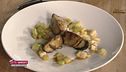 Porcino su crema di bufala, ragù di sedano, mele  e Tortelli di cavolo nero con fonduta di mozzarella di bufala