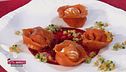 Le polpette della nonna e i ravioli di salmone con crema di caprino e verdure