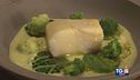 Vellutata di verdure di stagione con trancio di merluzzo