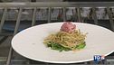 Tagliolino aglio e olio con friarielli e tartare di gambero