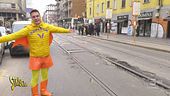 Capitan Ventosa alle prese con le strade sconnesse di Milano