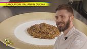 Risotto all'aglio nero e muffa di capra dei fratelli Vergine