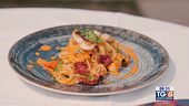 Spaghettone con scorfano, pomodorini e basilico