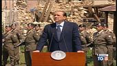 Il discorso di Silvio Berlusconi tra le macerie di Onna