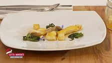 Luccio in vasocottura Sedano rapa Agretti e salsa al Wasabi
