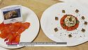 Tartare di salmone affumicato con insalata russa  e Spaghetto integrale zucchine menta e cozze