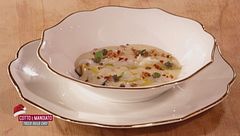 Pasta e ceci scampi porcini e bacon e  Torta 2023 ripieno al cioccolato